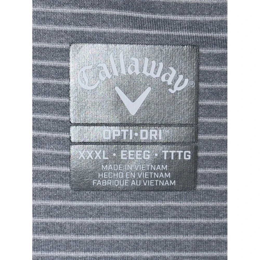 Callaway Mens Opti-Dri Golf Polo Shirt Grey Striped Short Sleeve XXXL 3XL‎ H0290